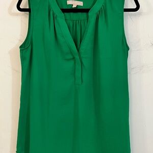 Banana Republic Green Sleeveless Mandarin Collar Blouse